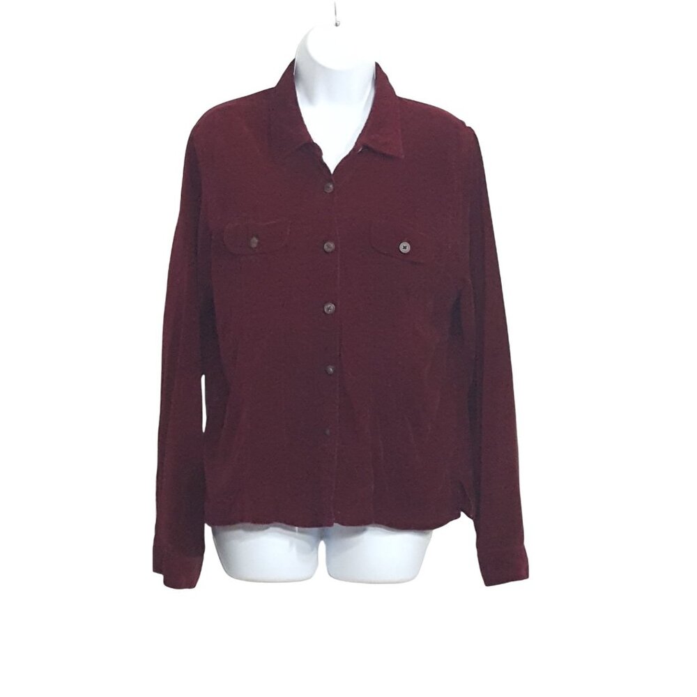 ARIZONA Juniors Corduroy Shirt Jacket Top XL Ladies Button Up Pockets Red Fine W